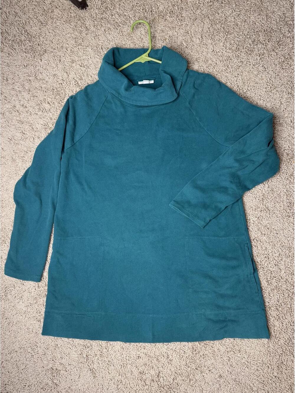 Pure Jill Soft-Touch Cotton Teal Long Sleeve Tunic Sweater Medium